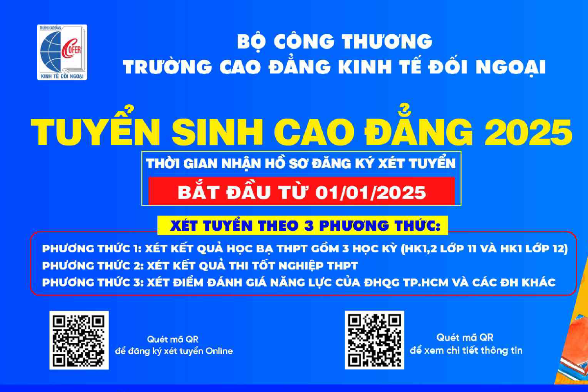 Thông báo tuyển sinh trình độ Cao đẳng năm 2025